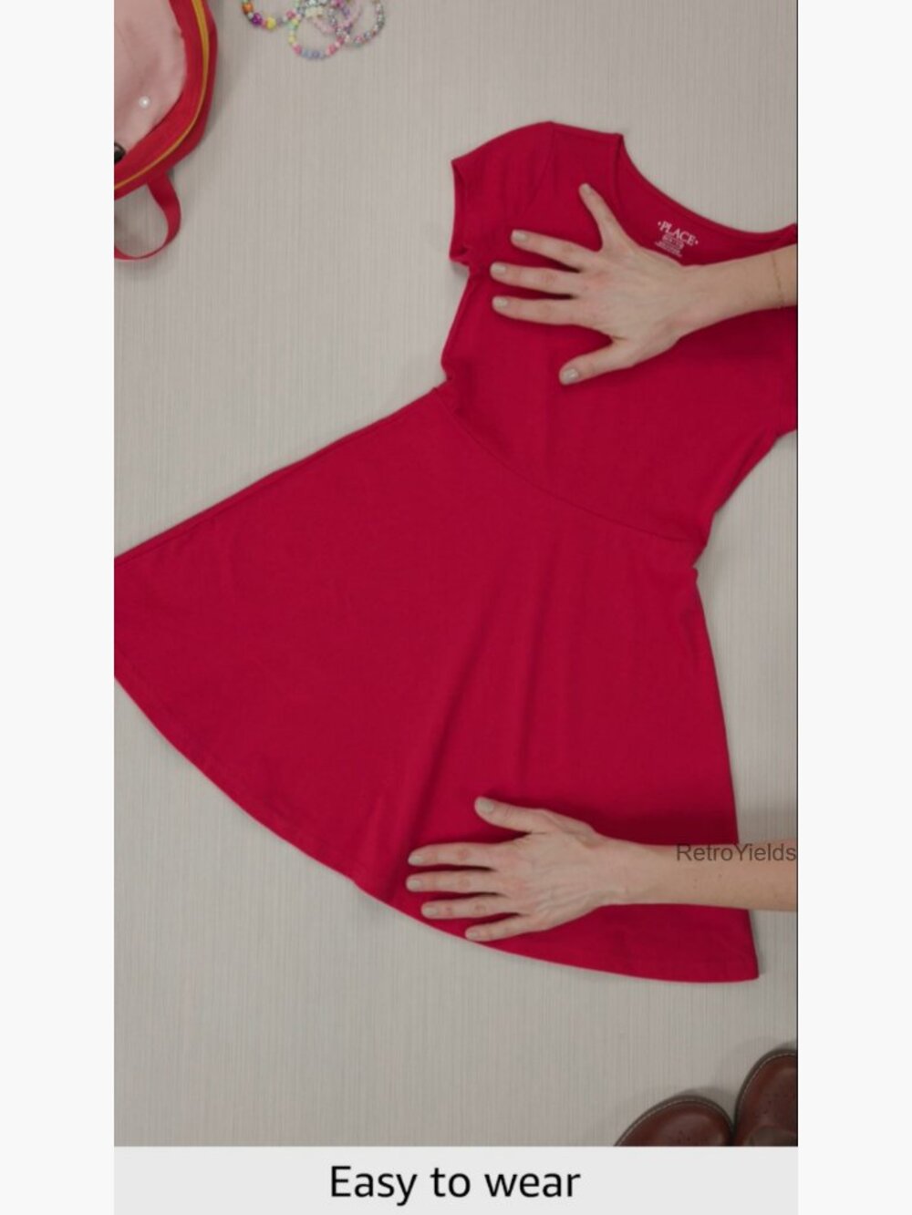 Girls Short Sleeve Skater Dress 2 Pack Pull On - Picture 4 of 4